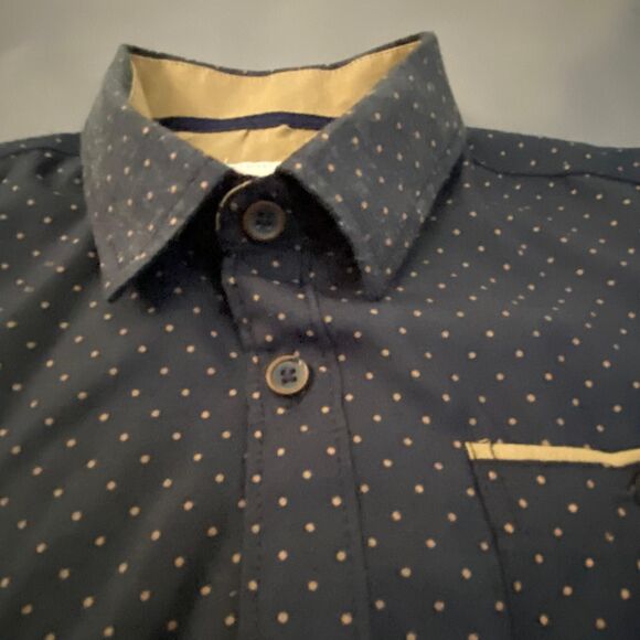 CraftFlow Button Up boys dress Long Sleeve Black Dots front Pockets Cotton size7 - Picture 10 of 14